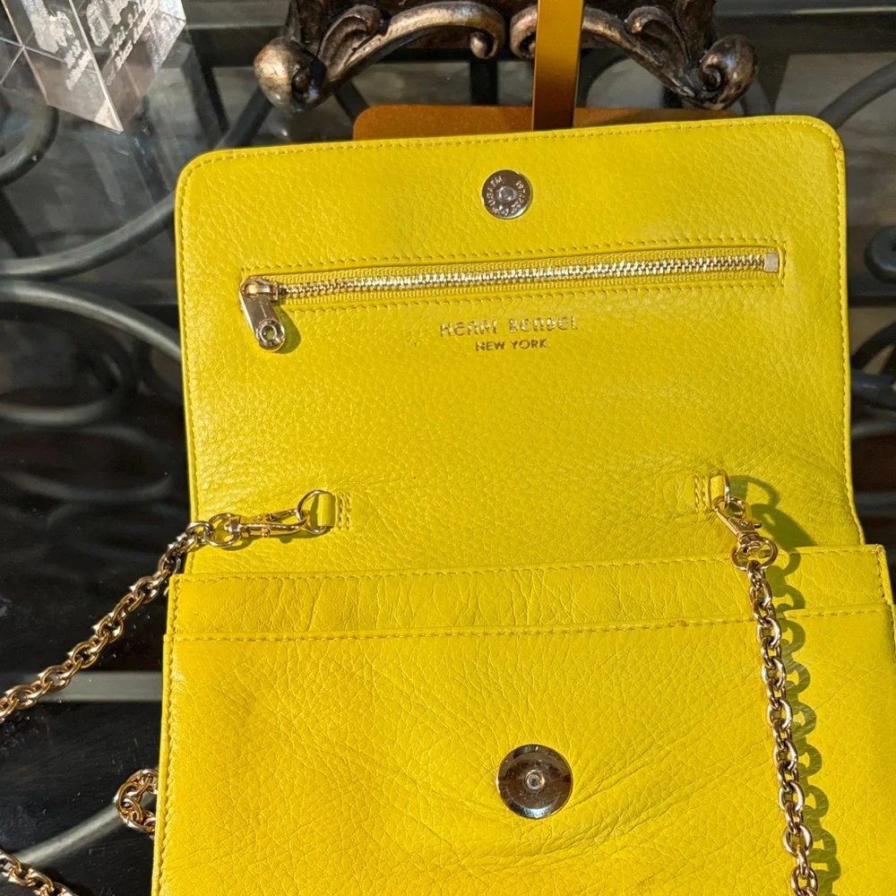 Vibrant Yellow Crossbody Bag with Chain Strap - Picture 8 of 11